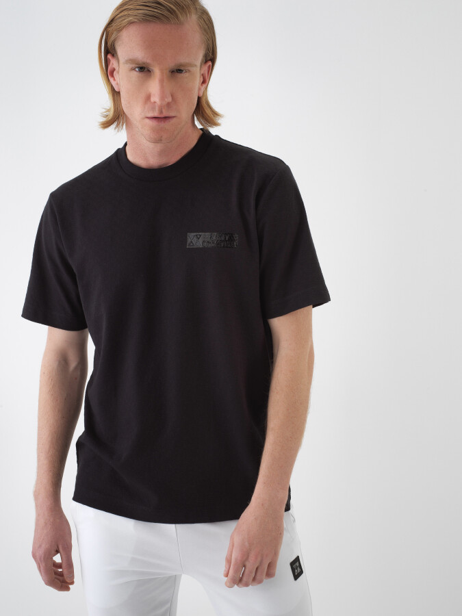 Black Regular Fit Cotton T-Shirt 