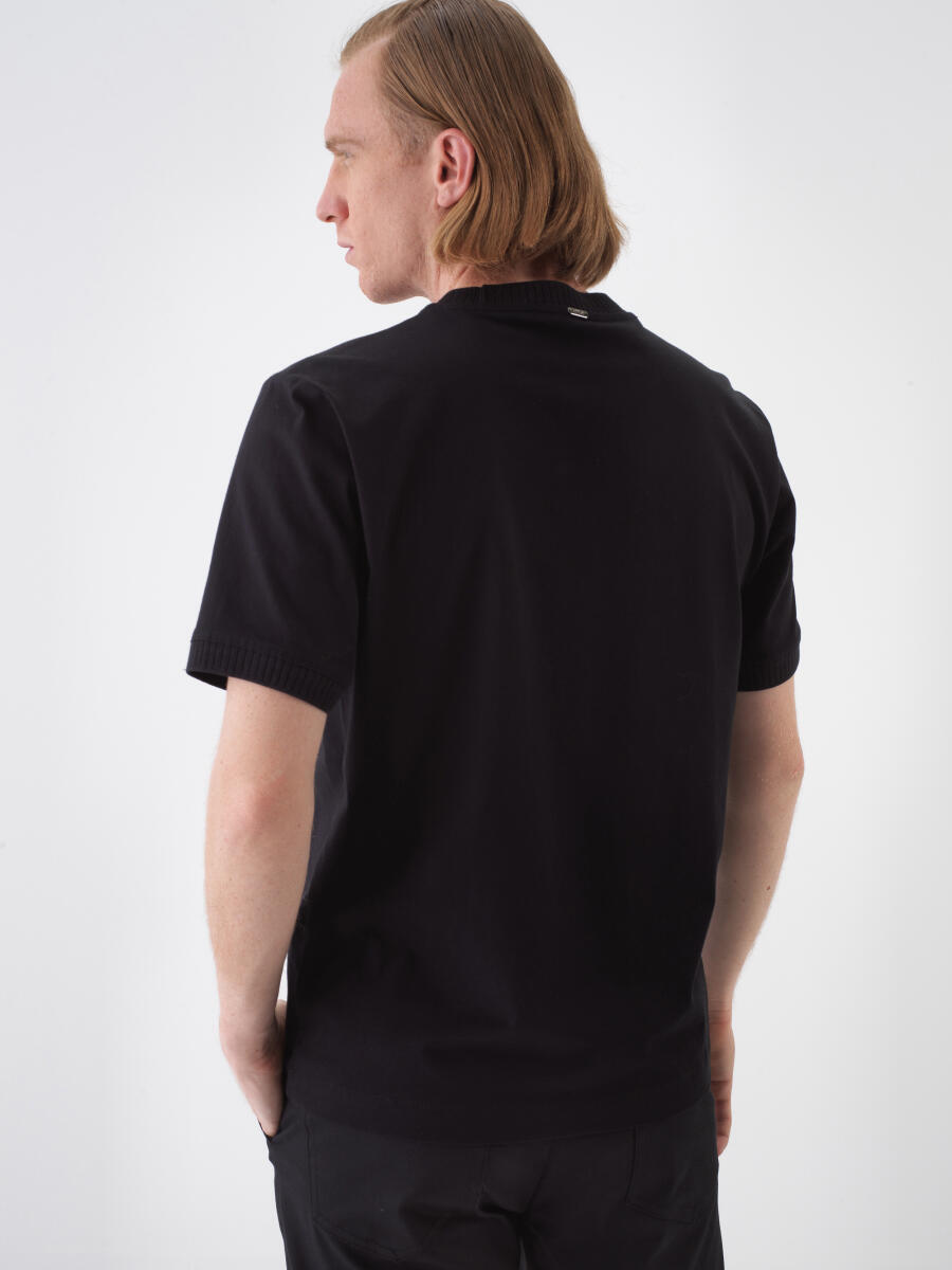 Black Regular Fit Cotton T-Shirt - 4