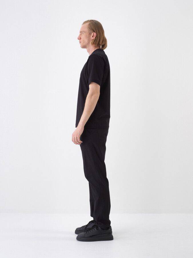 Black Regular Fit Cotton T-Shirt - 3