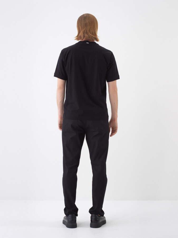 Black Regular Fit Cotton T-Shirt - 5