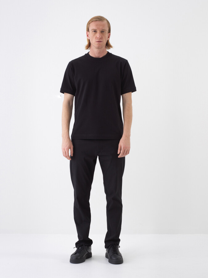 Black Regular Fit Cotton T-Shirt - 2