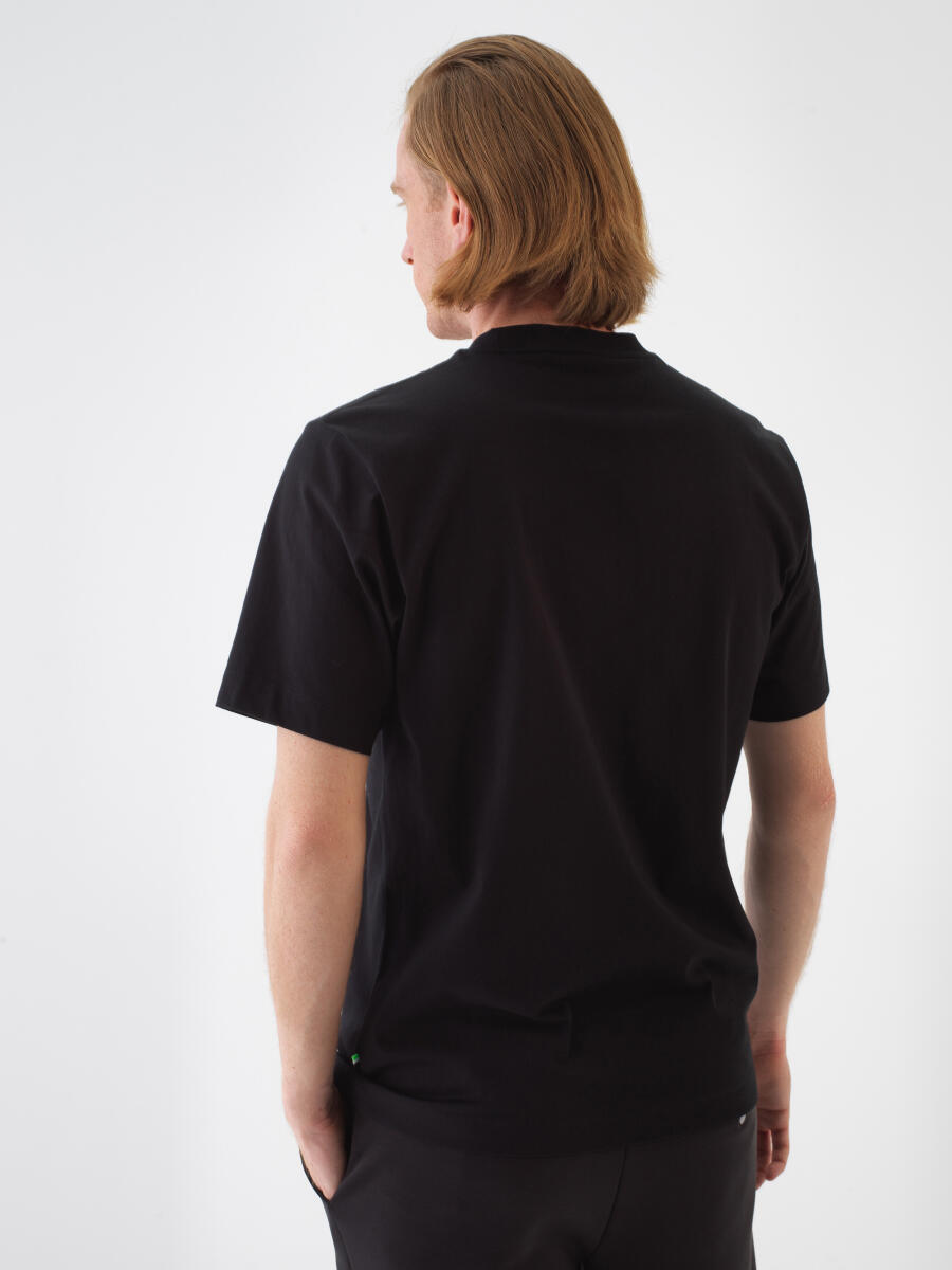 Black Regular Fit Cotton T-Shirt - 4
