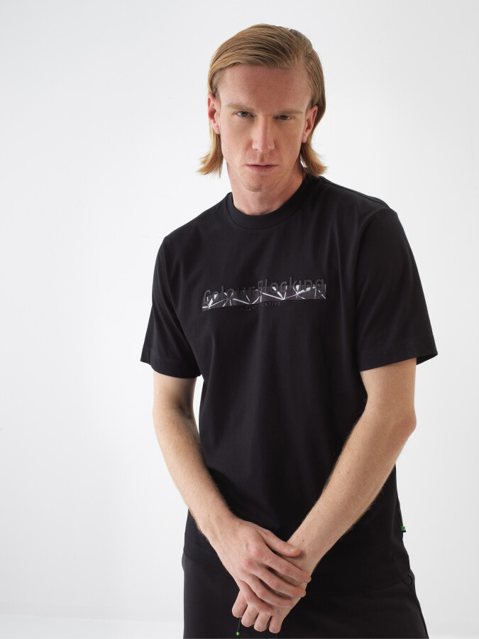 Black Regular Fit Cotton T-Shirt - 1