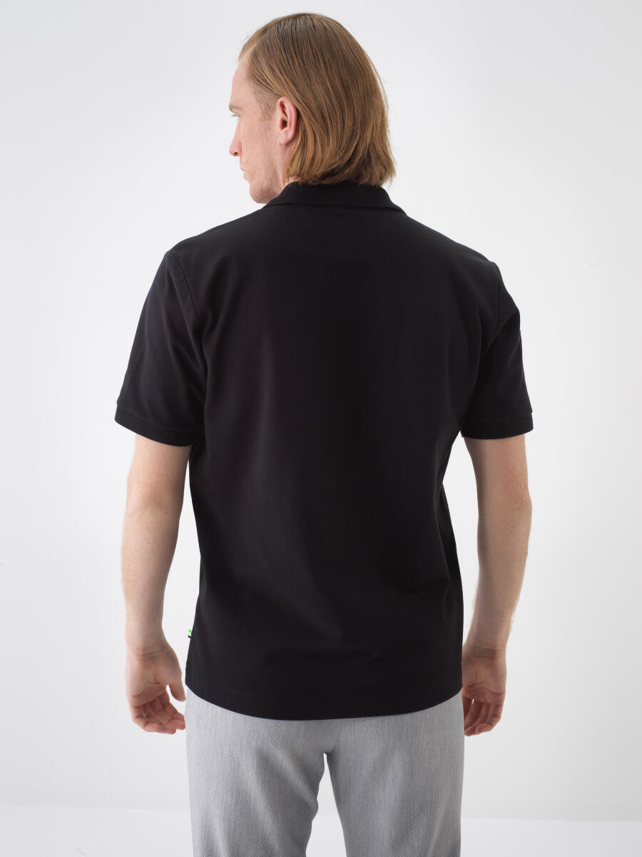 Black Regular Fit Cotton T-Shirt - 4
