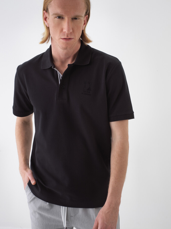 Black Regular Fit Cotton T-Shirt 