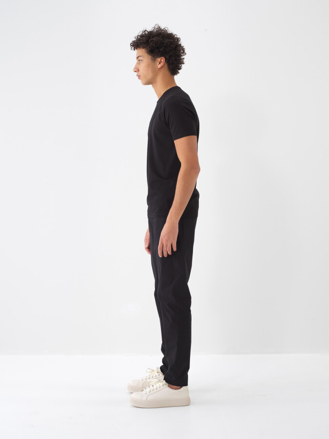 Black Slim Fit Cotton T-Shirt - 4