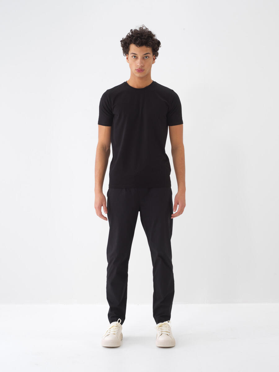 Black Slim Fit Cotton T-Shirt - 2