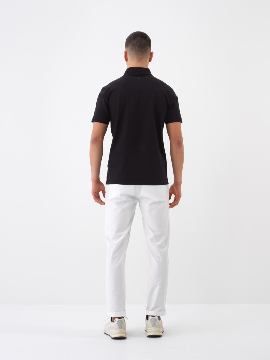 Black Slim Fit Cotton T-Shirt - 5