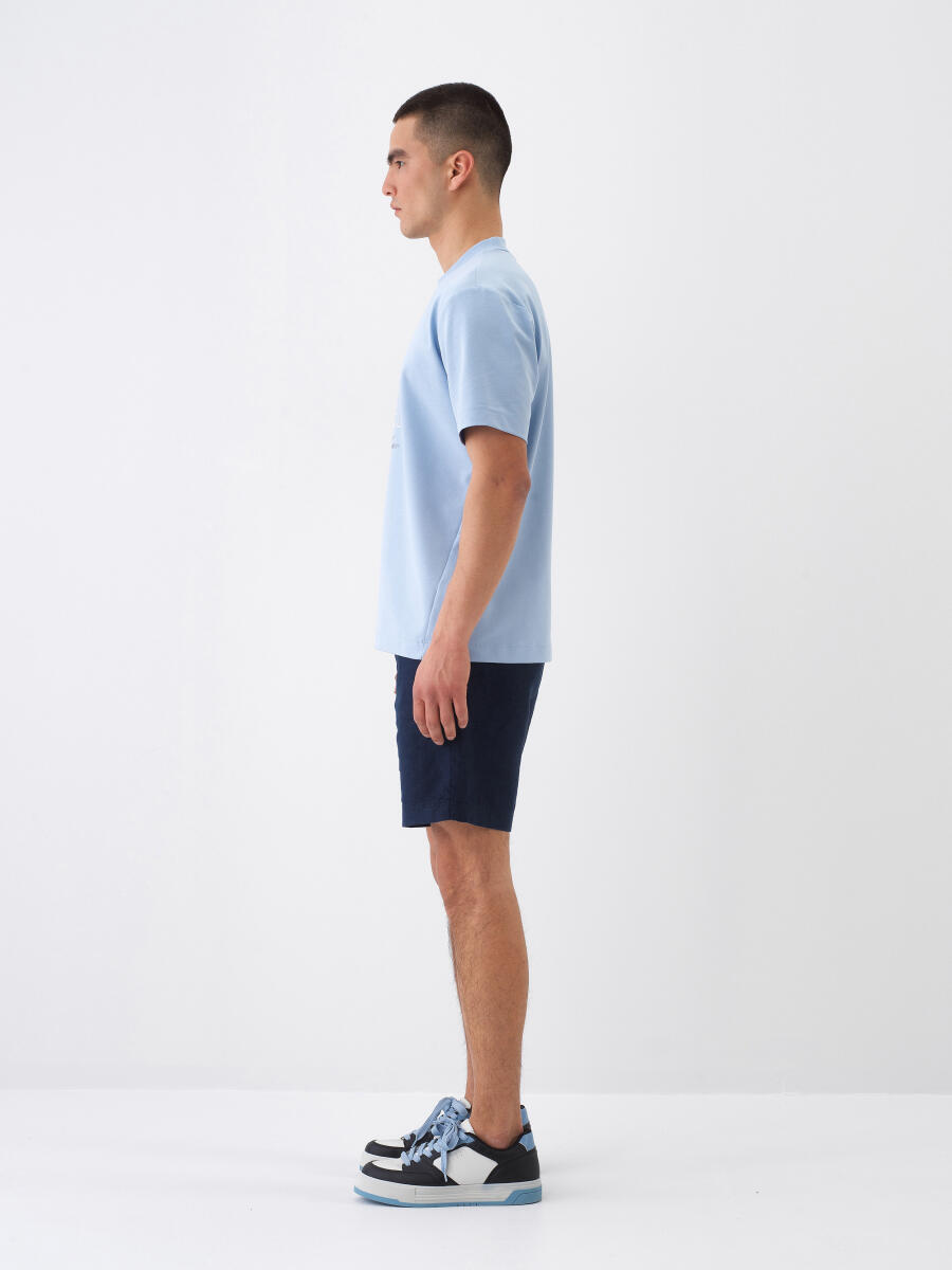 Blue Regular Fit Cotton T-Shirt - 4