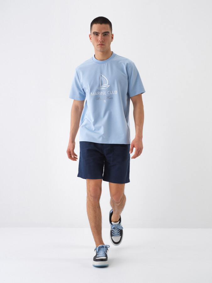Blue Regular Fit Cotton T-Shirt - 2