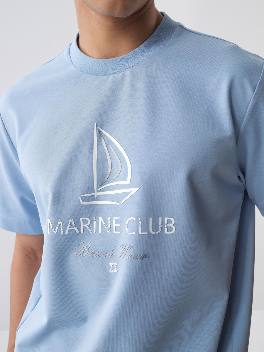 Blue Regular Fit Cotton T-Shirt - 3