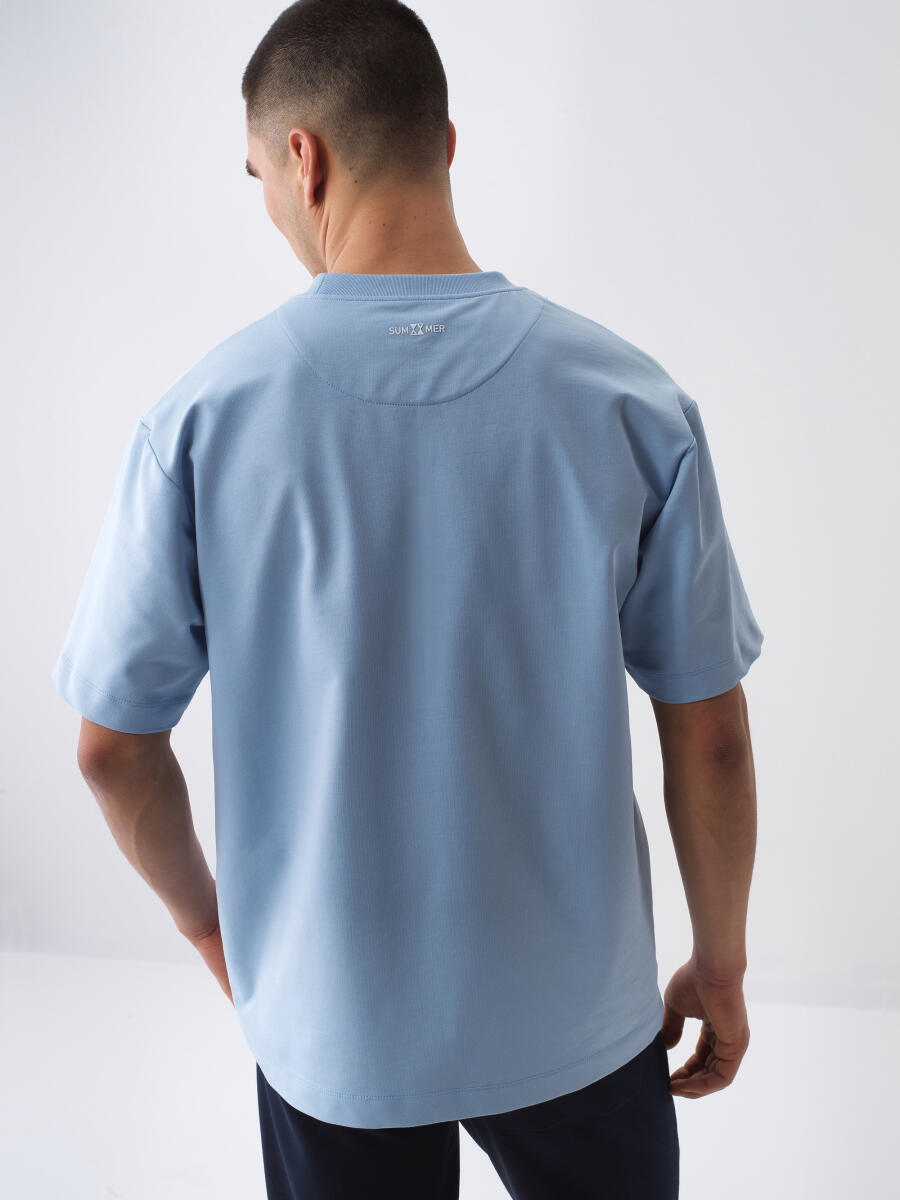 Blue Regular Fit Cotton T-Shirt - 4
