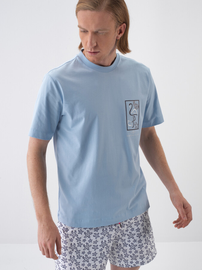 Blue Regular Fit Cotton T-Shirt - 1