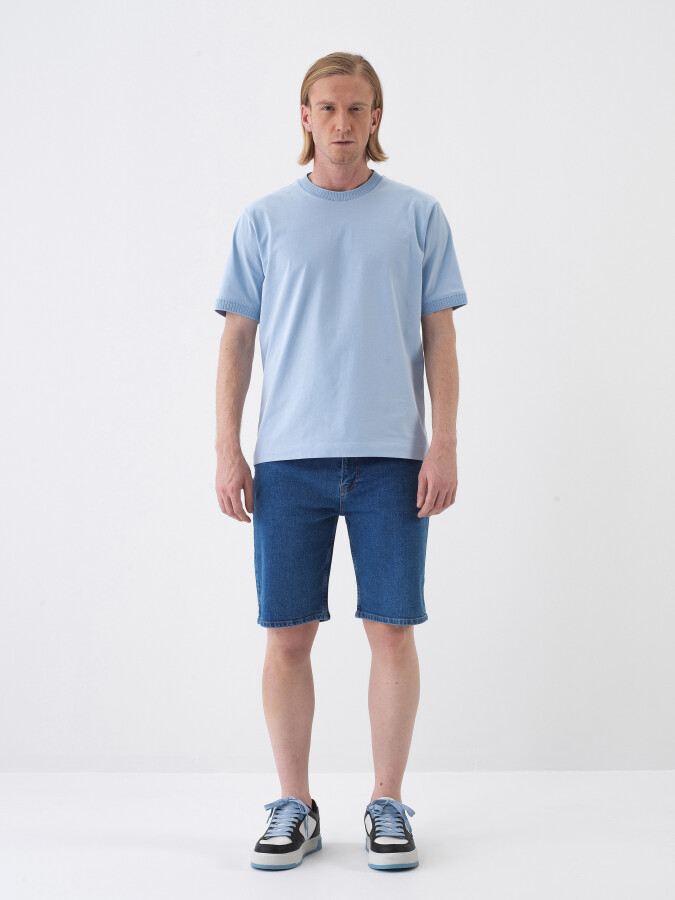 Blue Regular Fit Cotton T-Shirt - 2