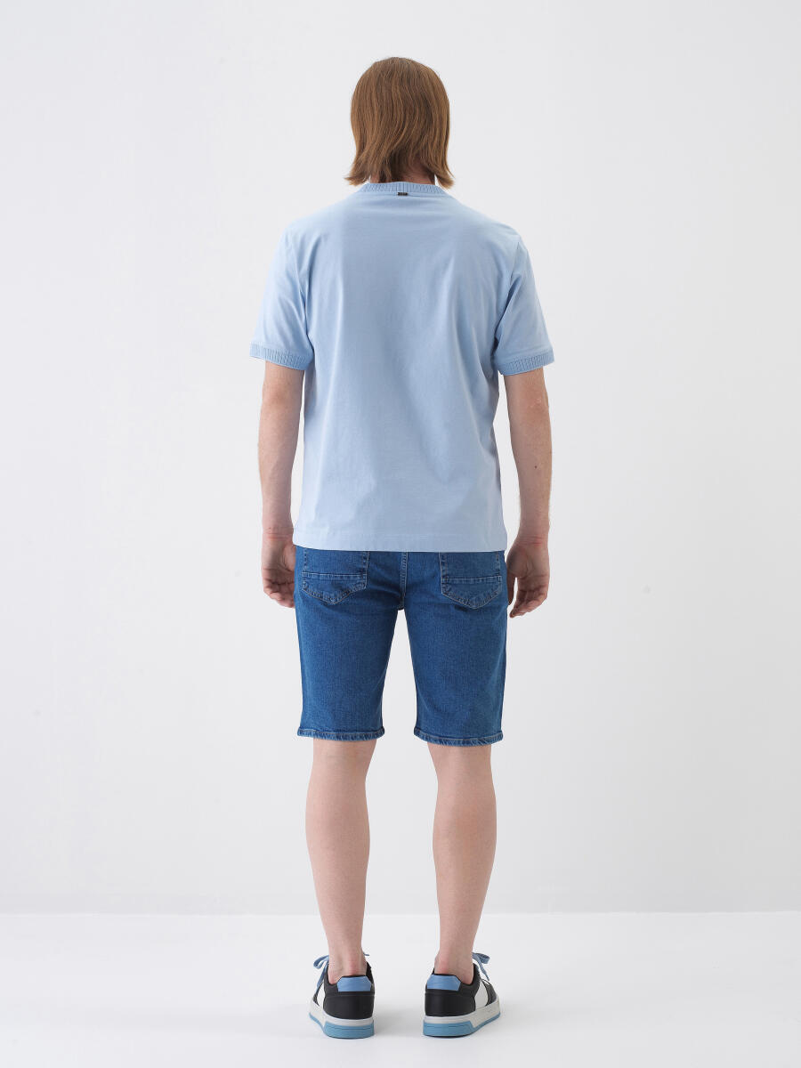 Blue Regular Fit Cotton T-Shirt - 5