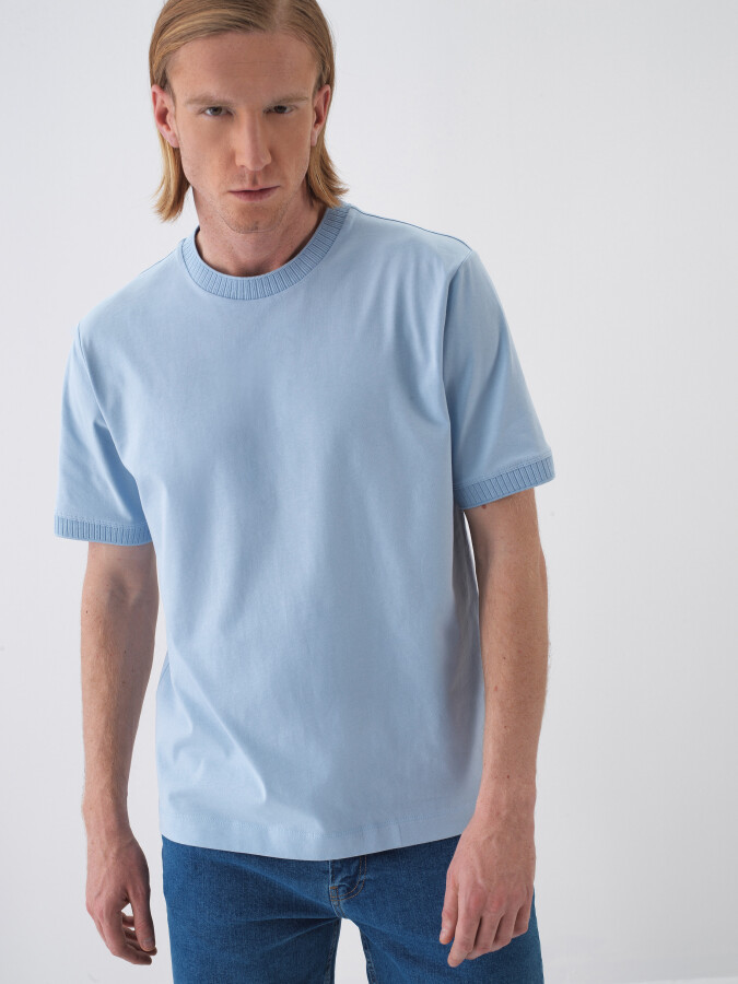 Blue Regular Fit Cotton T-Shirt 