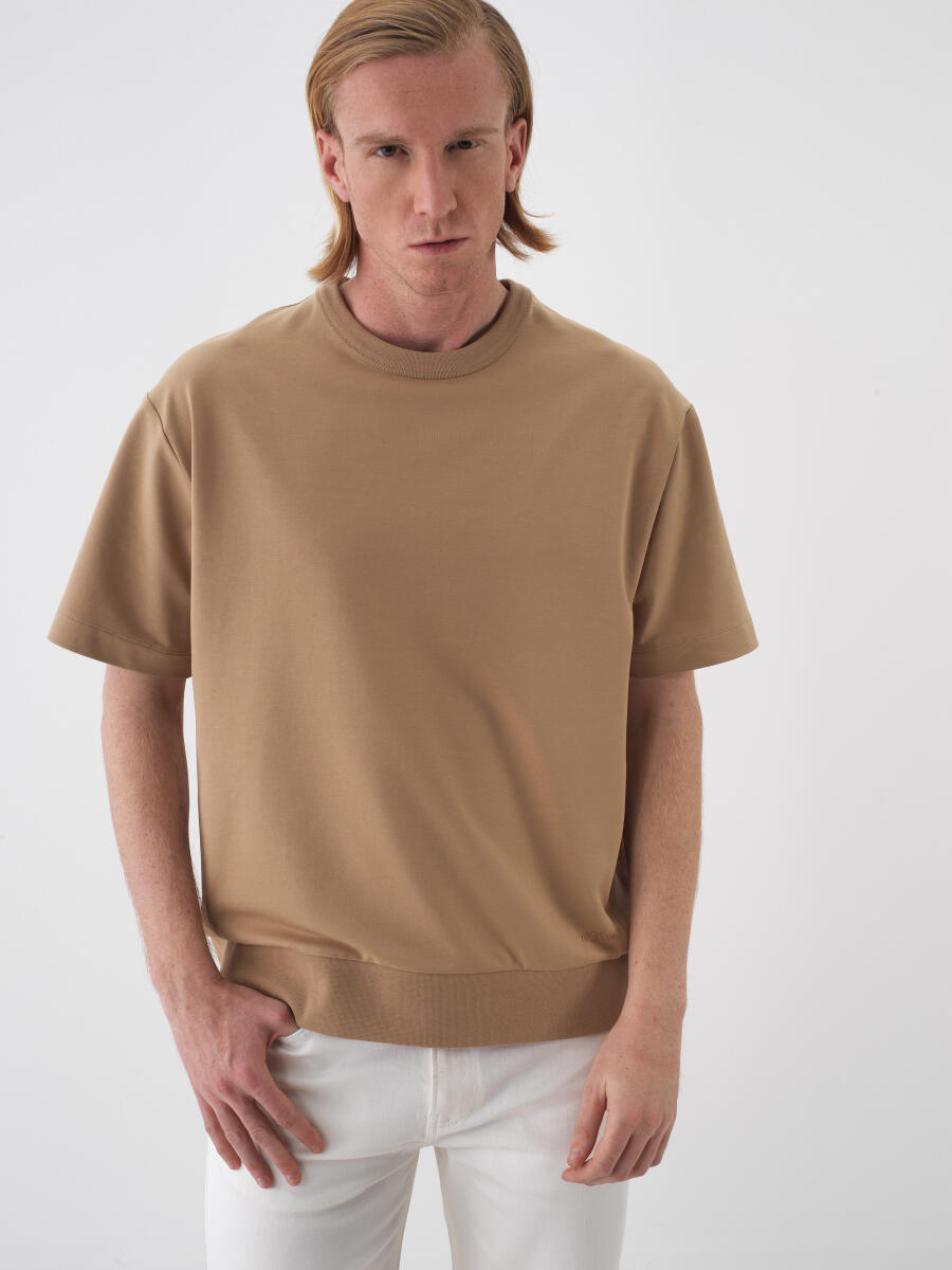 Camel Oversize Cotton T-Shirt - 1