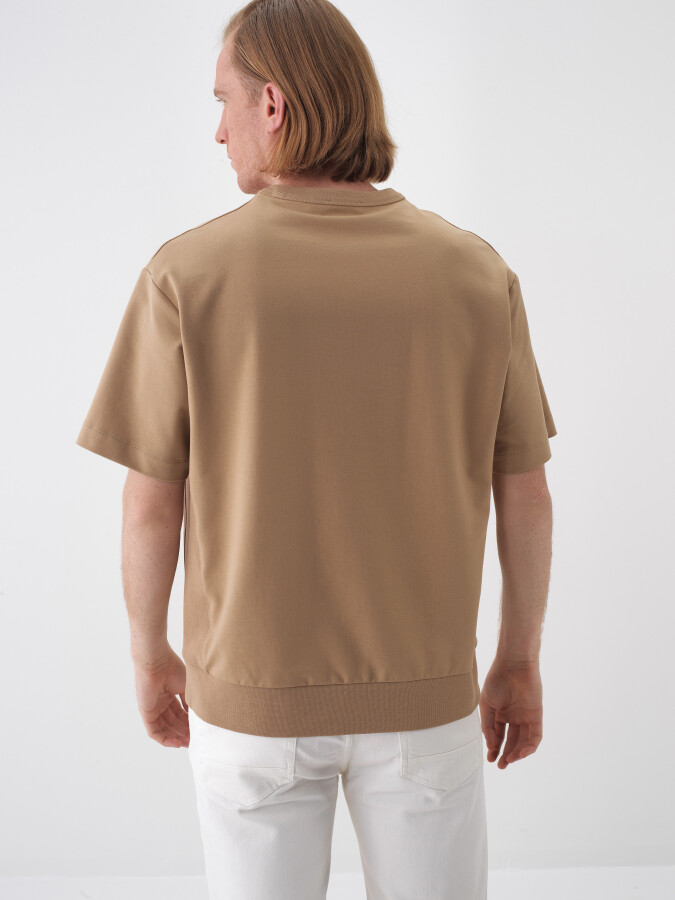 Camel Oversize Cotton T-Shirt - 4