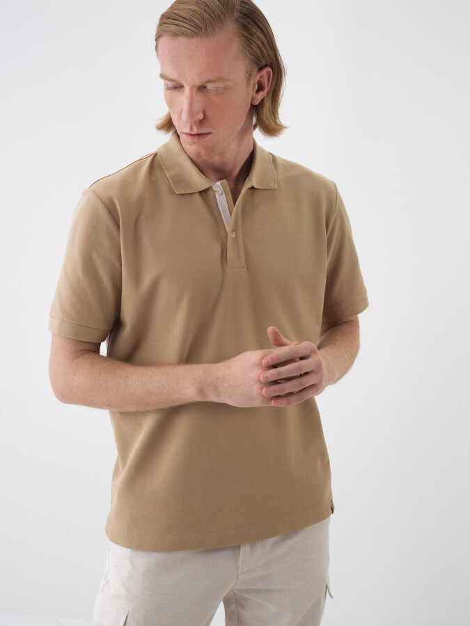 Camel Regular Fit Cotton T-Shirt 