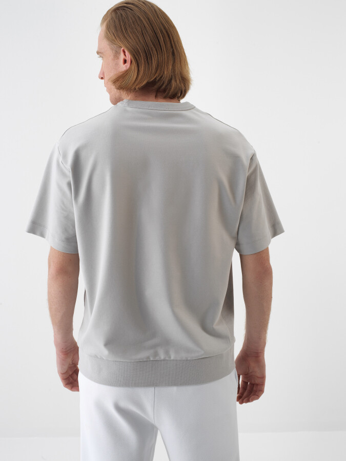 Gray Oversize Cotton T-Shirt - 4