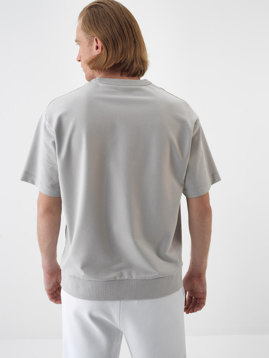 Gray Oversize Cotton T-Shirt - 4