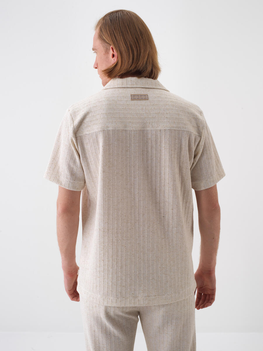 Natural Regular Fit Linen T-Shirt - 3