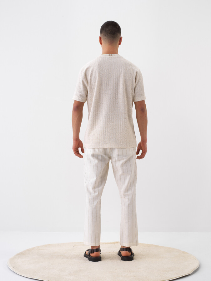 Natural Regular Fit Linen T-Shirt - 5