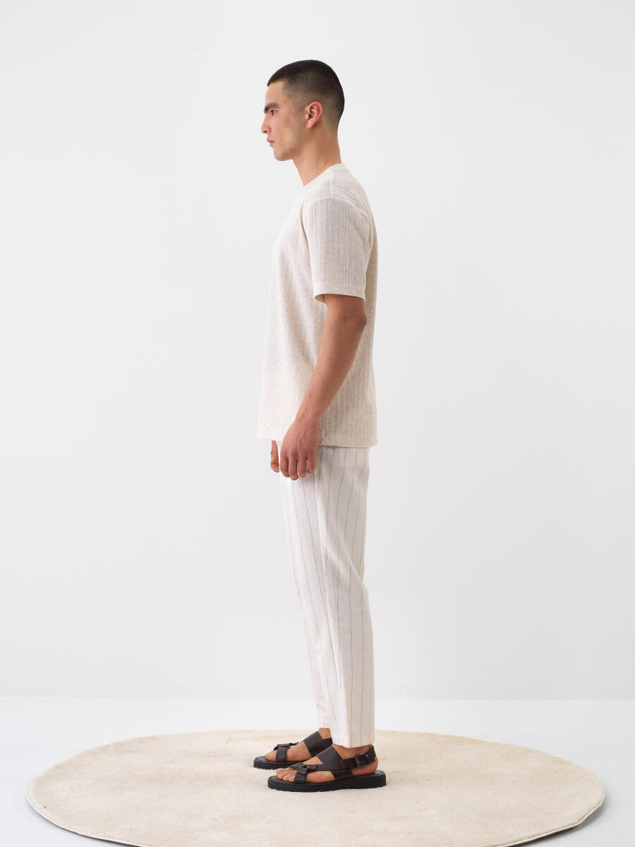 Natural Regular Fit Linen T-Shirt - 3