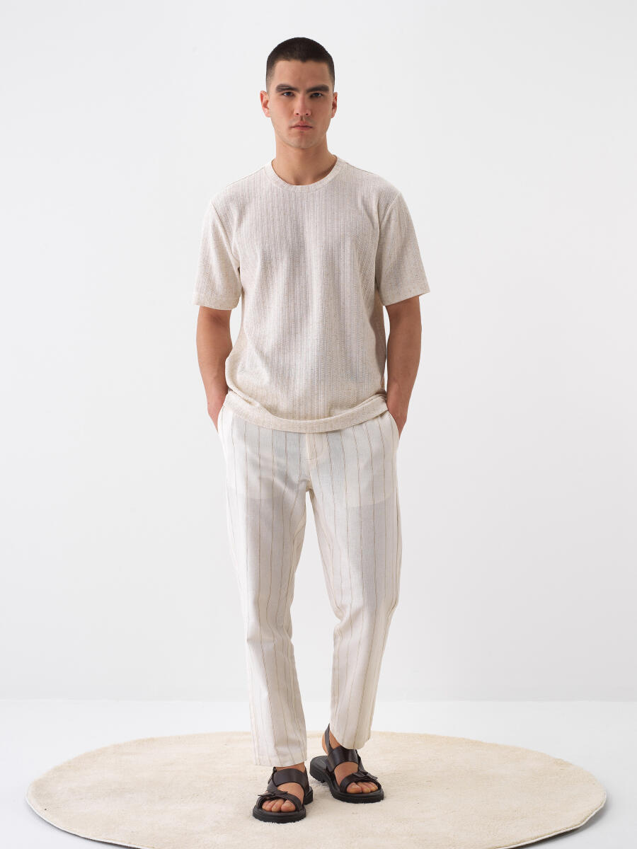 Natural Regular Fit Linen T-Shirt - 2