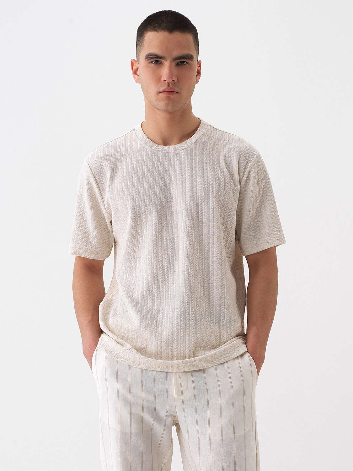 Natural Regular Fit Linen T-Shirt