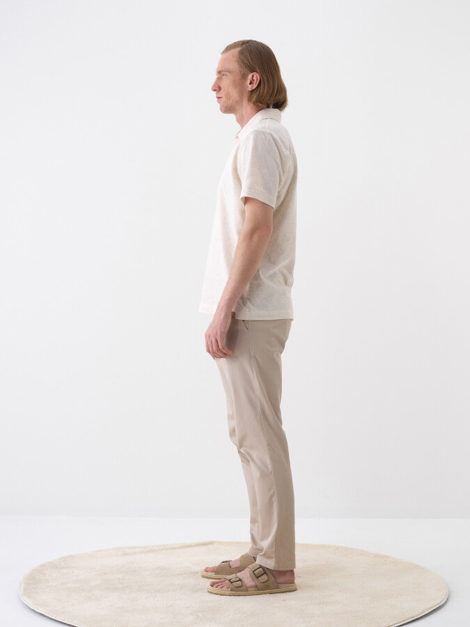 Natural Regular Fit Linen T-Shirt - 3