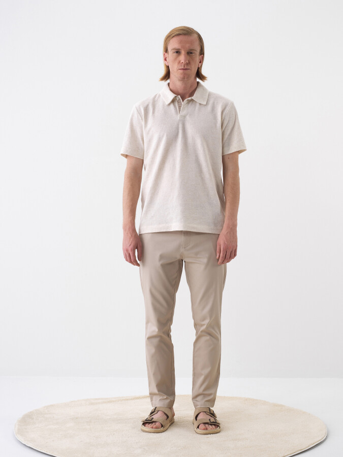 Natural Regular Fit Linen T-Shirt - 2