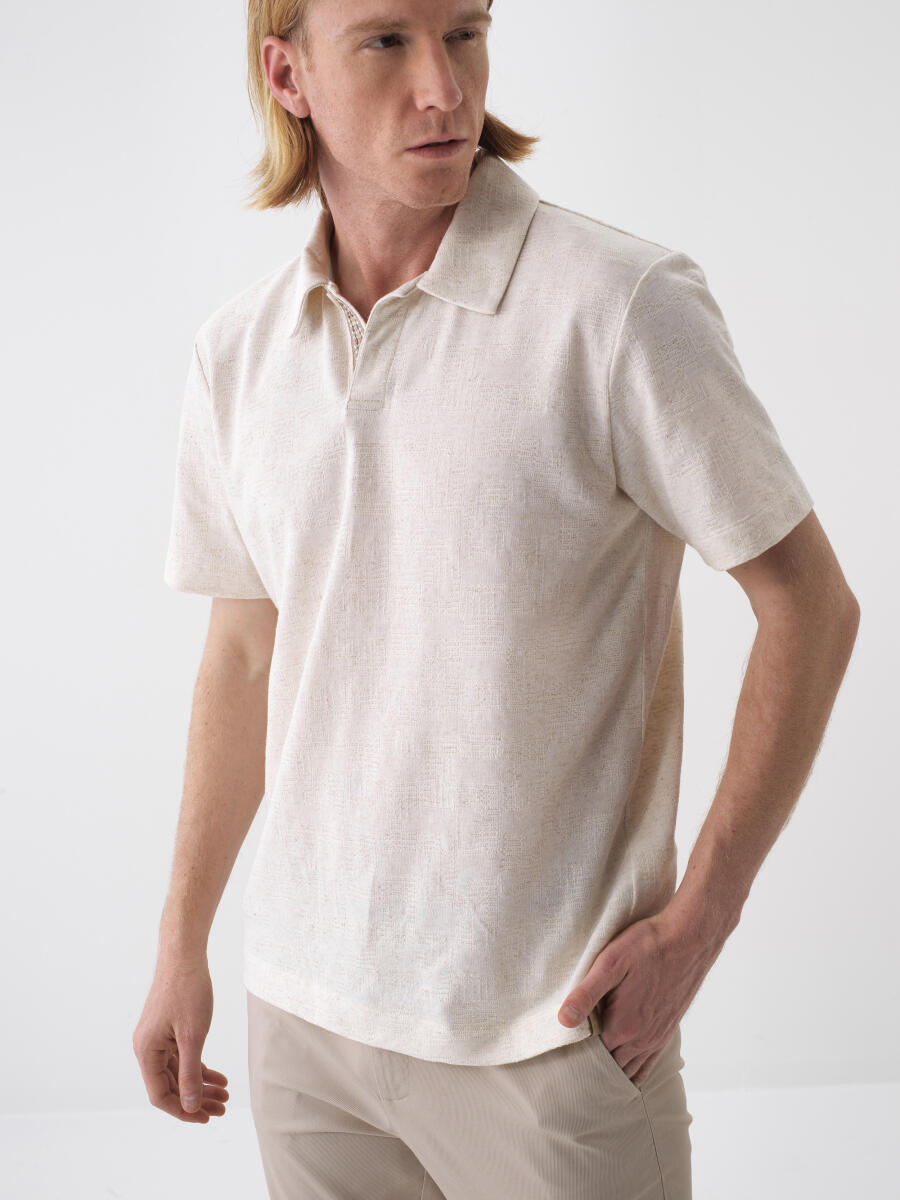 Natural Regular Fit Linen T-Shirt - 1