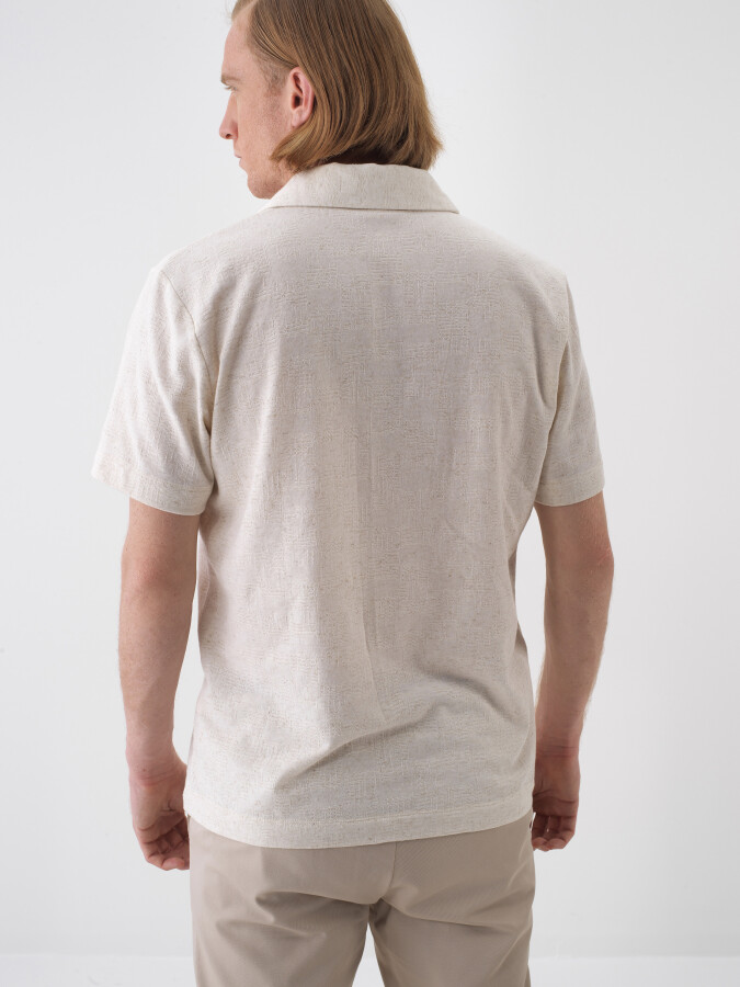 Natural Regular Fit Linen T-Shirt - 4