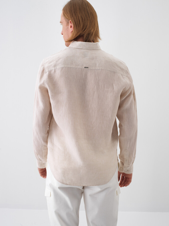 Natural Regular Fit Linen Shirt - 4