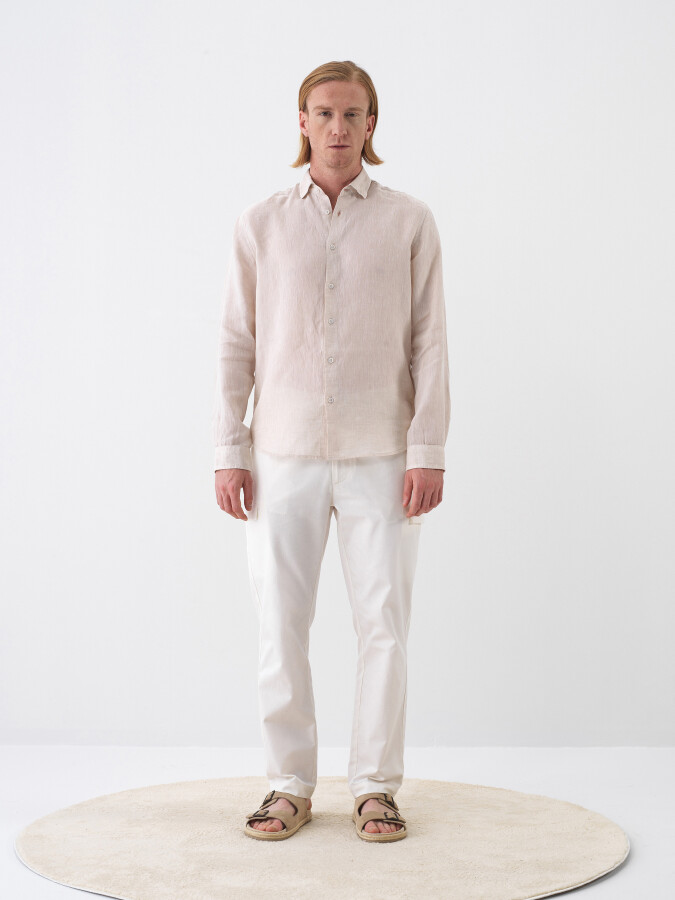 Natural Regular Fit Linen Shirt (1)