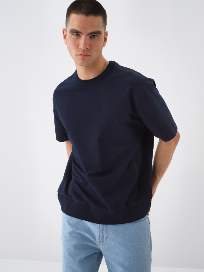 Navy Blue Oversize Cotton T-Shirt