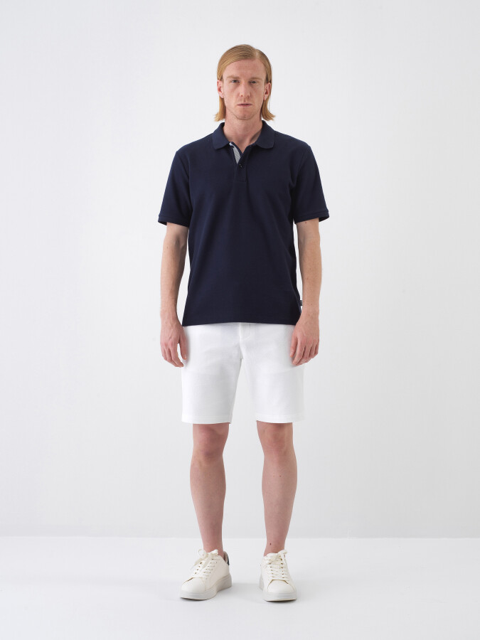 Navy Blue Regular Fit Cotton T-Shirt - 2