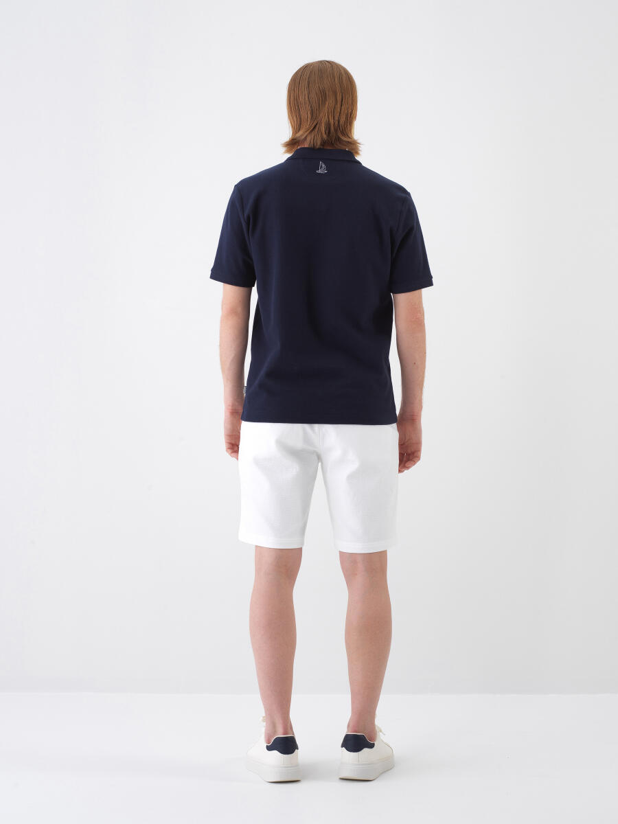 Navy Blue Regular Fit Cotton T-Shirt - 5