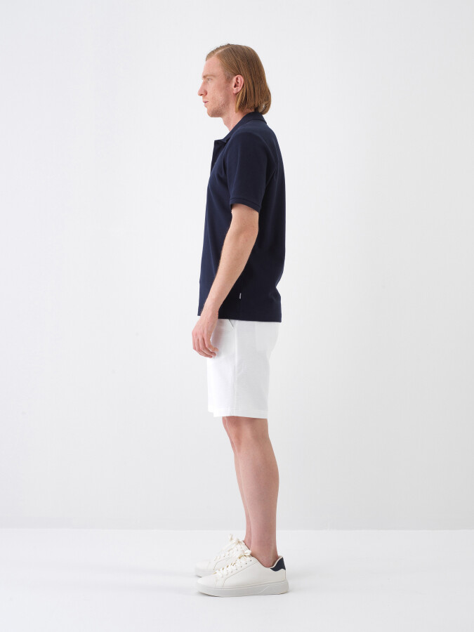 Navy Blue Regular Fit Cotton T-Shirt - 3