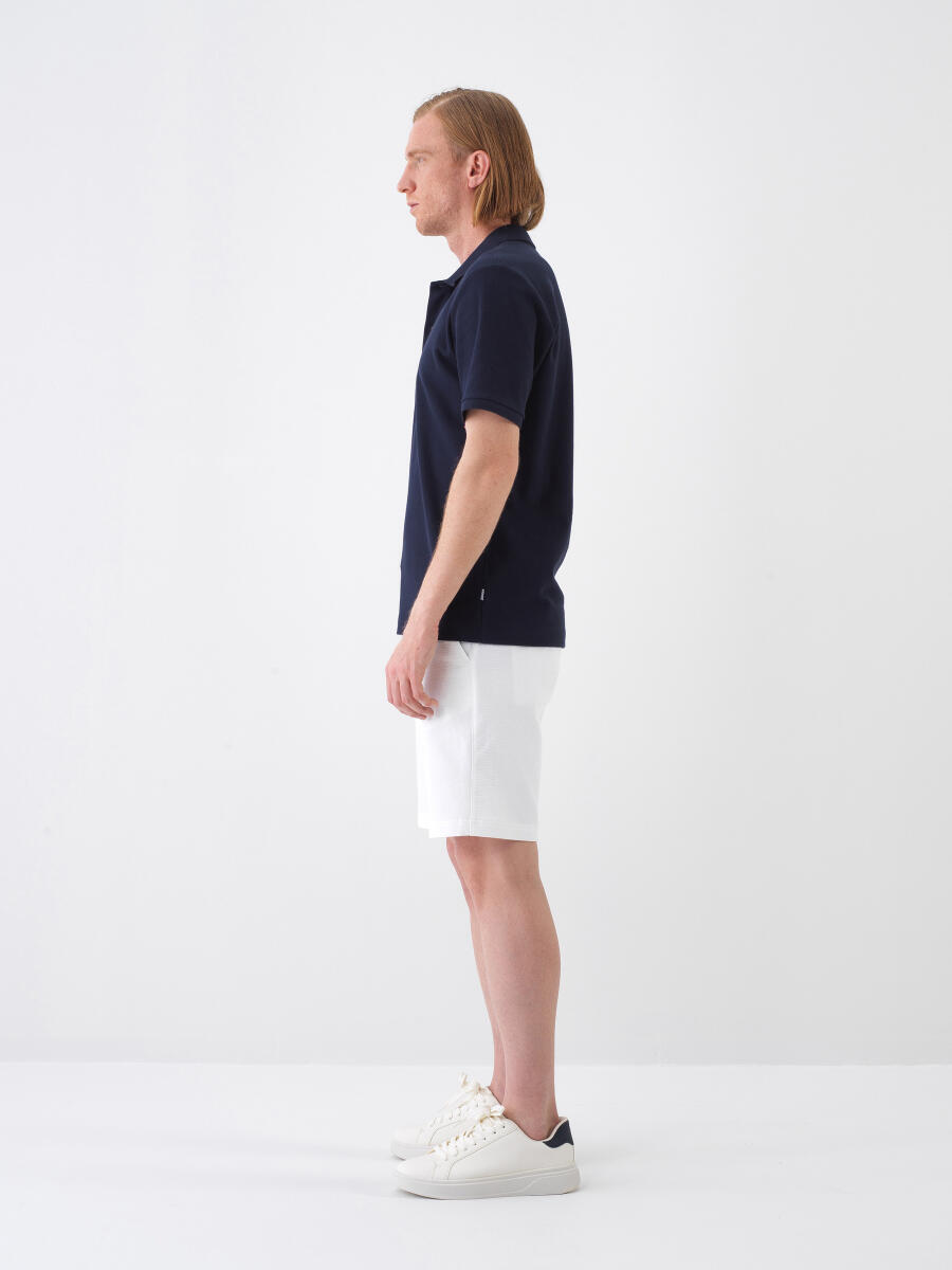 Navy Blue Regular Fit Cotton T-Shirt - 3