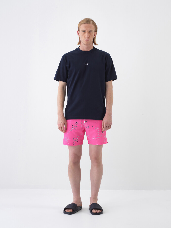 Navy Blue Regular Fit Cotton T-Shirt - 2