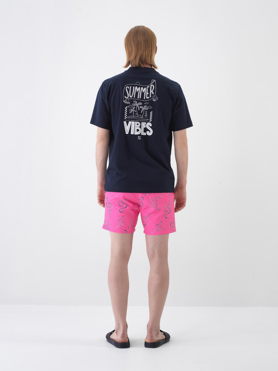 Navy Blue Regular Fit Cotton T-Shirt - 5