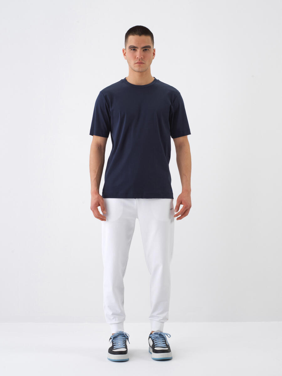 Navy Blue Regular Fit Cotton T-Shirt - 2