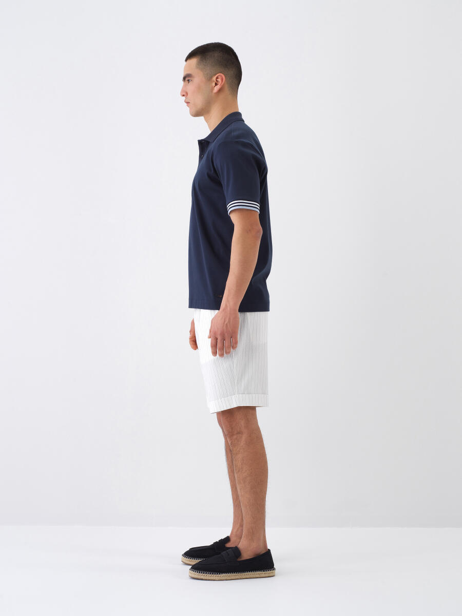 Navy Blue Regular Fit Cotton T-Shirt - 3