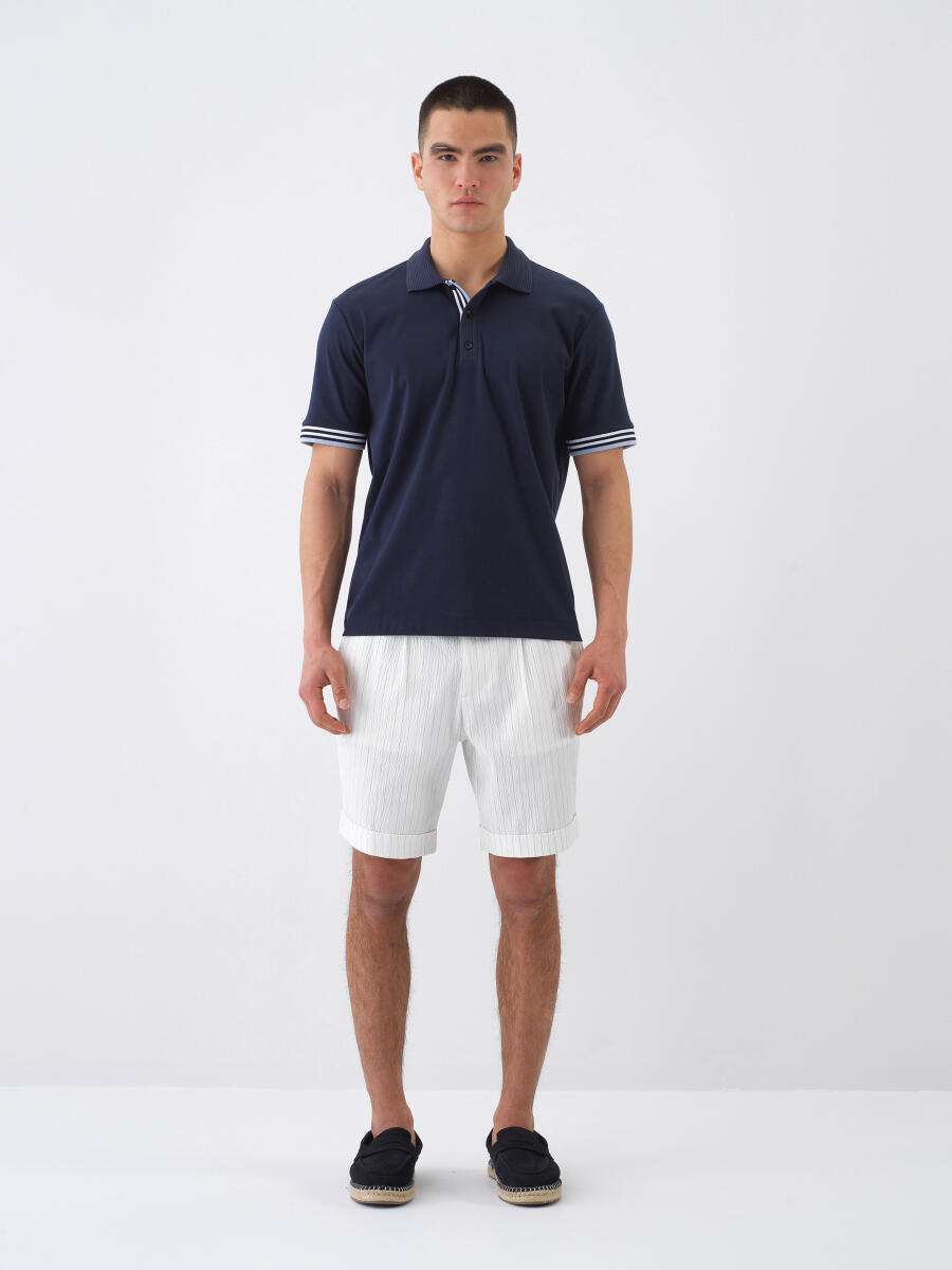 Navy Blue Regular Fit Cotton T-Shirt - 2