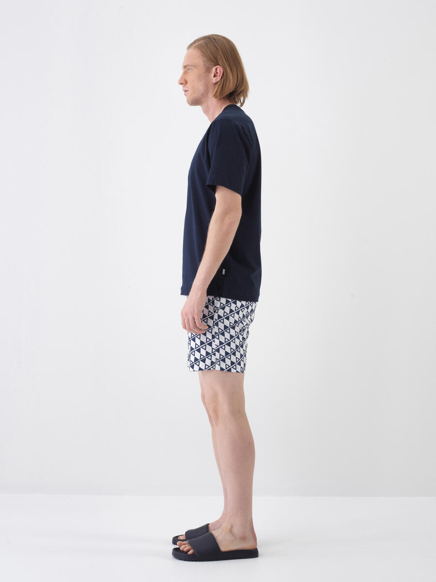 Navy Blue Regular Fit Cotton T-Shirt - 3