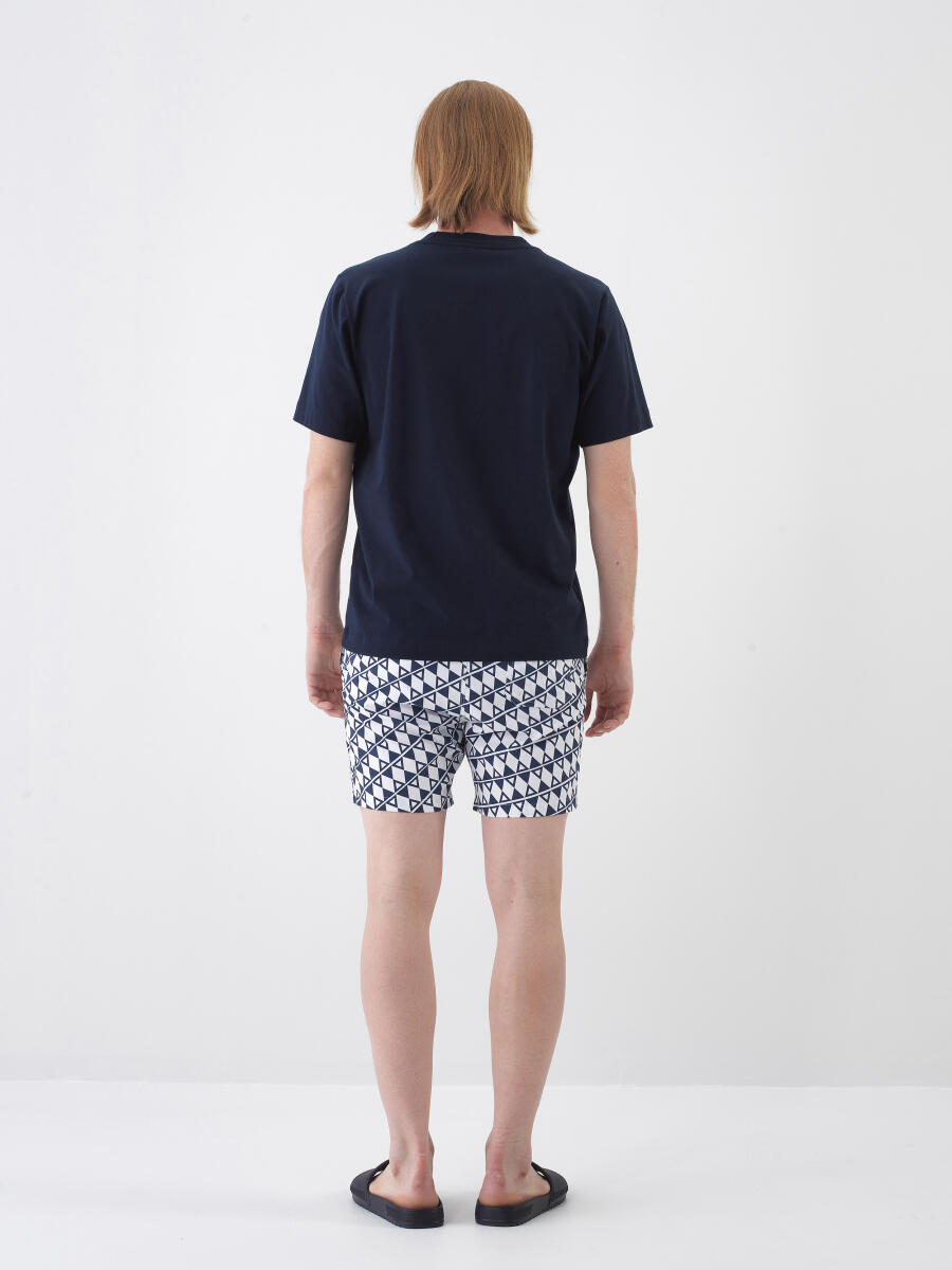 Navy Blue Regular Fit Cotton T-Shirt - 5