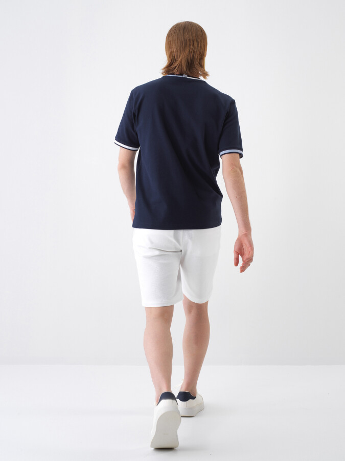 Navy Blue Regular Fit Cotton T-Shirt - 6