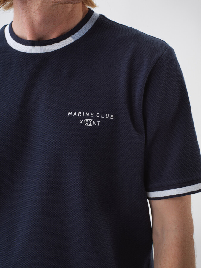 Navy Blue Regular Fit Cotton T-Shirt - 4